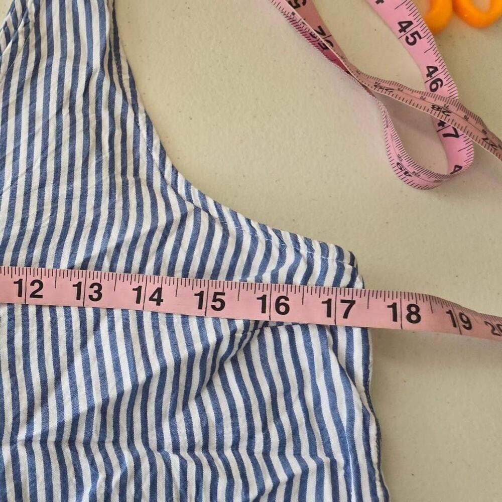 blue & white striped tank top with V-neckline small S - Picture 5 of 7